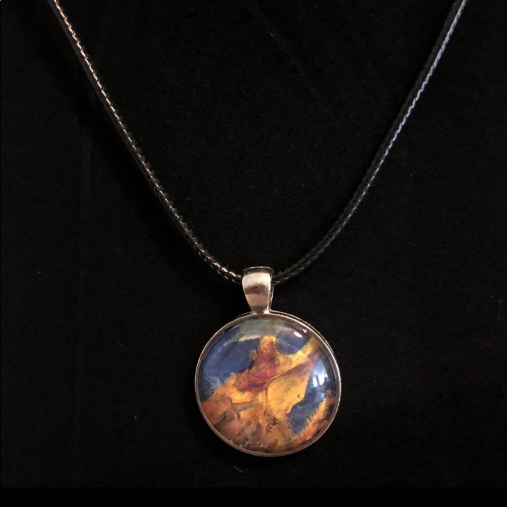 Handmade Boho Acrylic Skin Cabochon Pendant